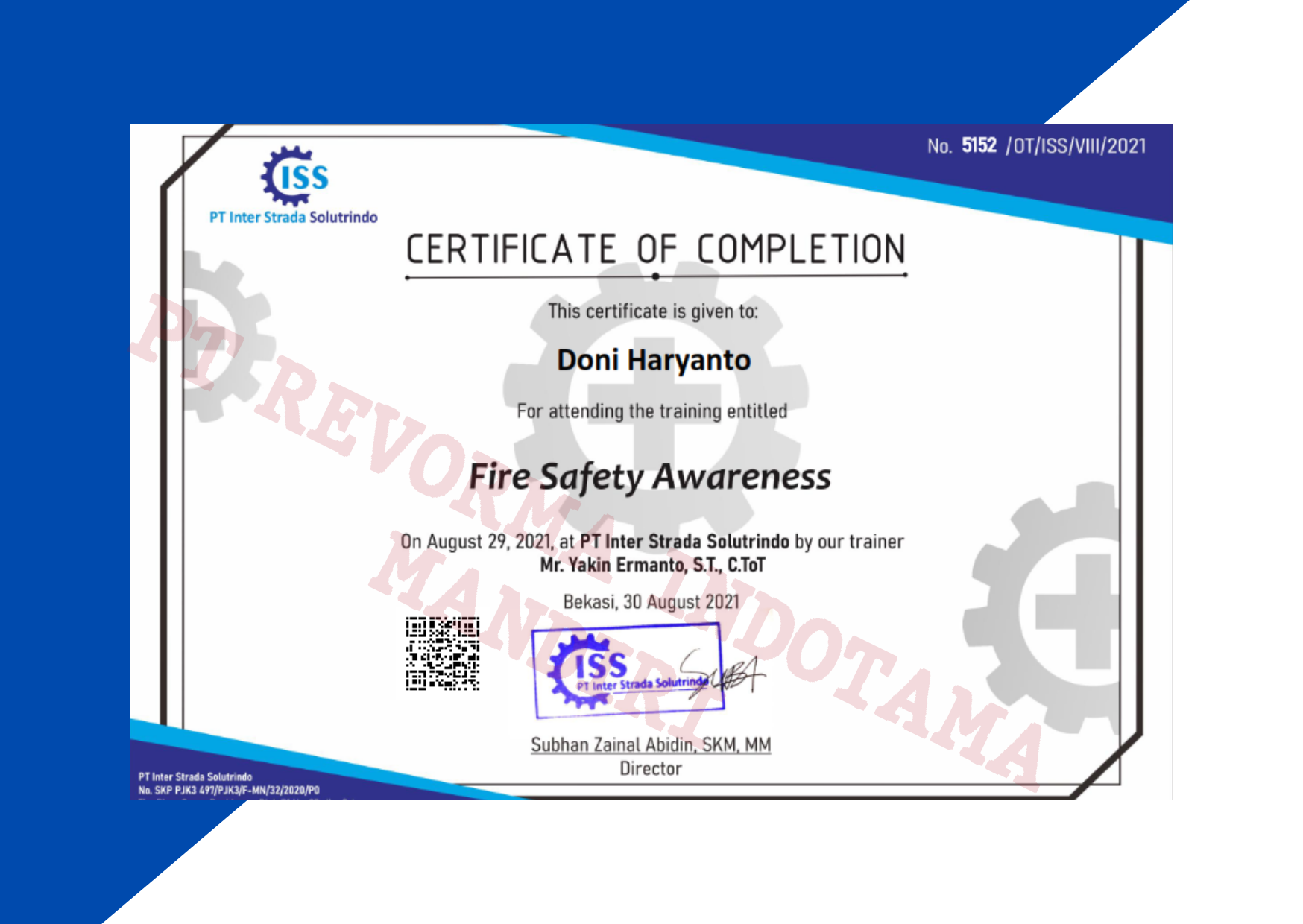 SERTIFIKAT SAFETY FIRE AWARENESS